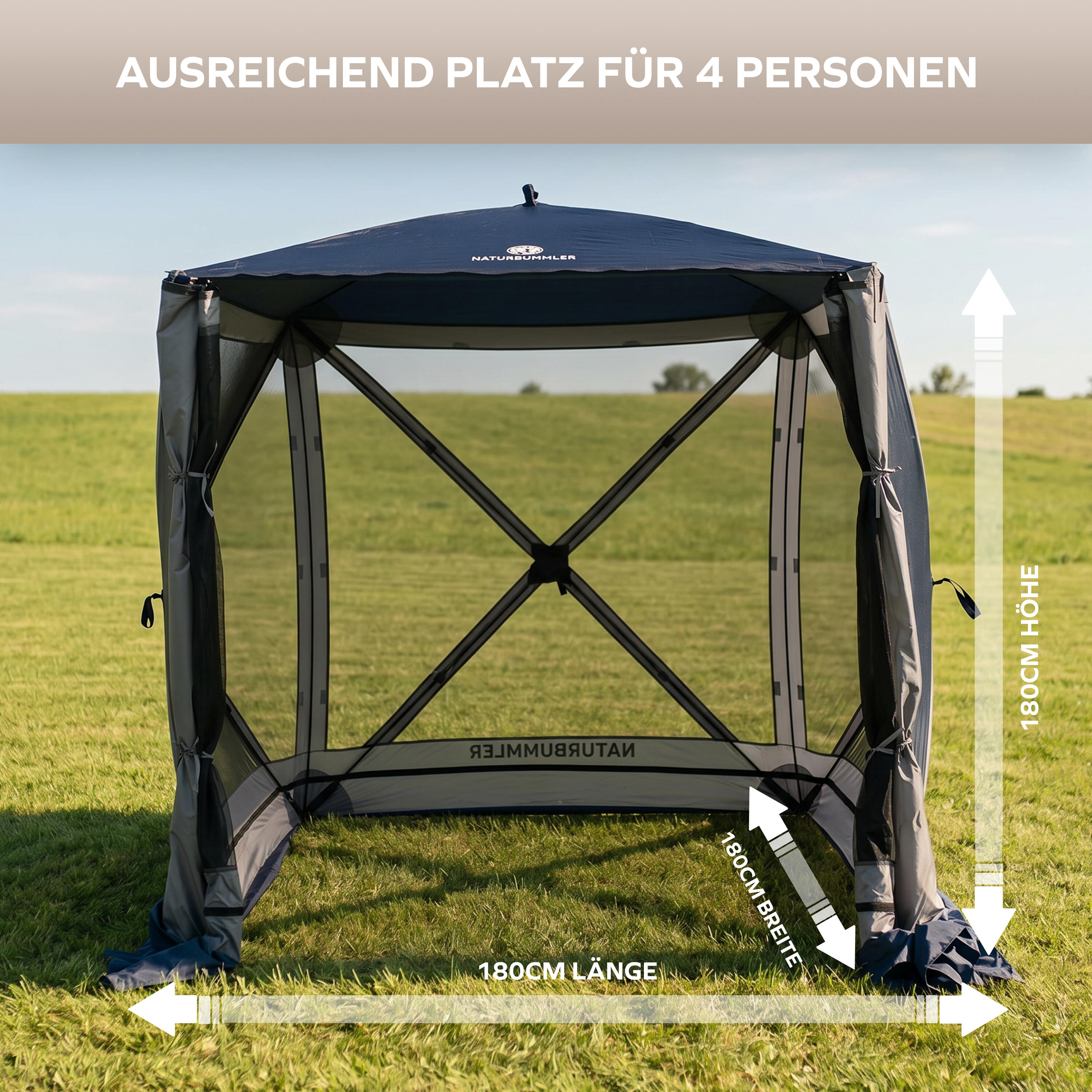 Camping Faltpavillon 4 Personen Pop-Up wasserdicht UV-Schutz 50+ CampBase L 2/7