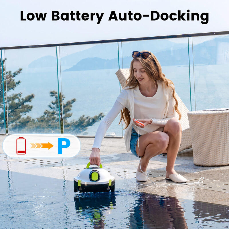 Y10 Robot curățitor piscină fără fir, curățare automată, alb