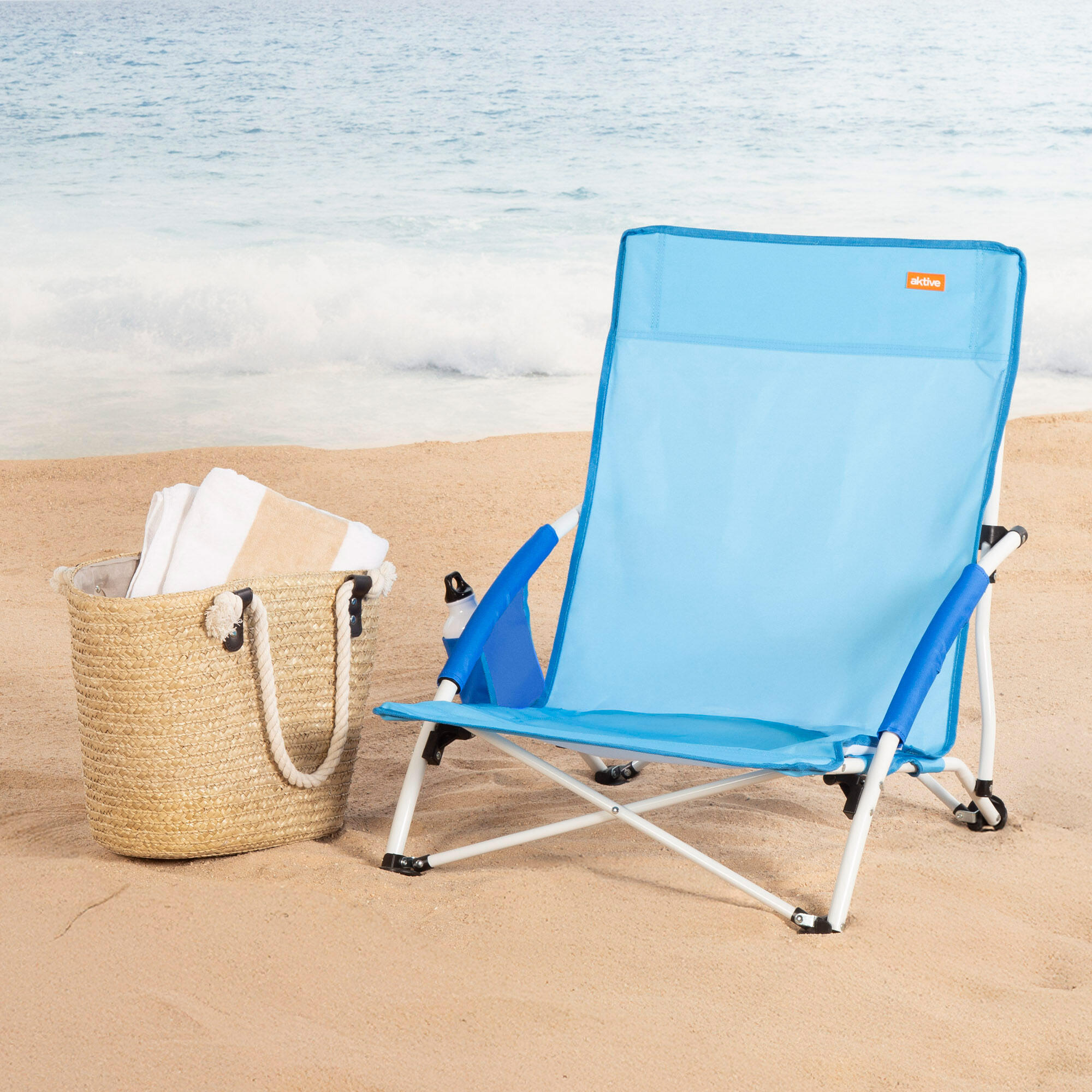 Set van 2 vaste lage strandstoelen 50x49x66 cm blauw 2/7