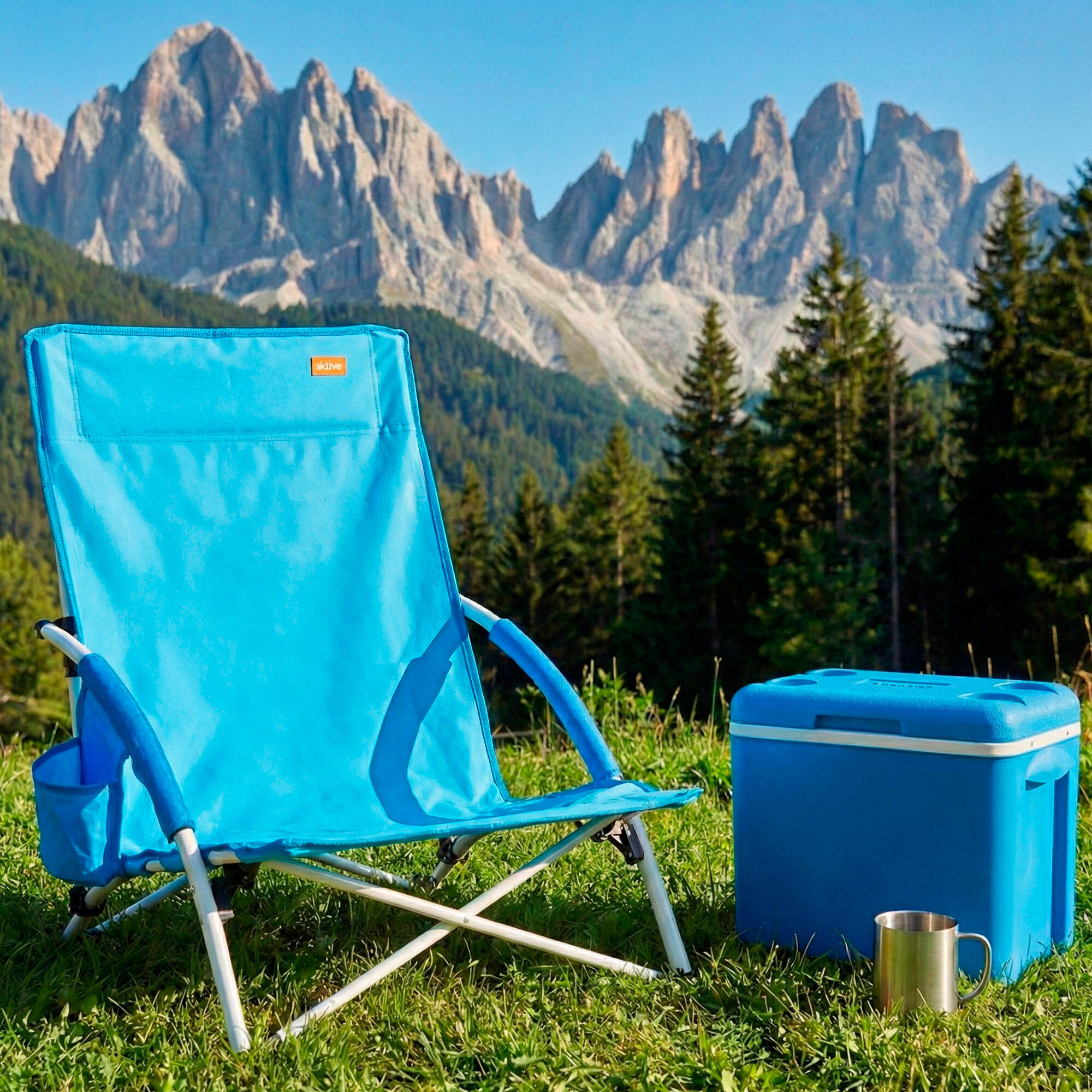 Set van 2 vaste lage strandstoelen 50x49x66 cm blauw 5/7