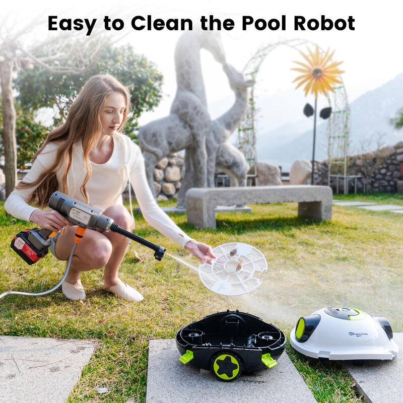 Y10 Robot curățitor piscină fără fir, curățare automată, alb