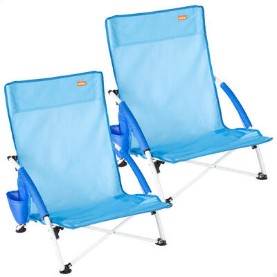 Confezione da 2 sedie da spiaggia basse fisse 50x49x66 cm arancioni
