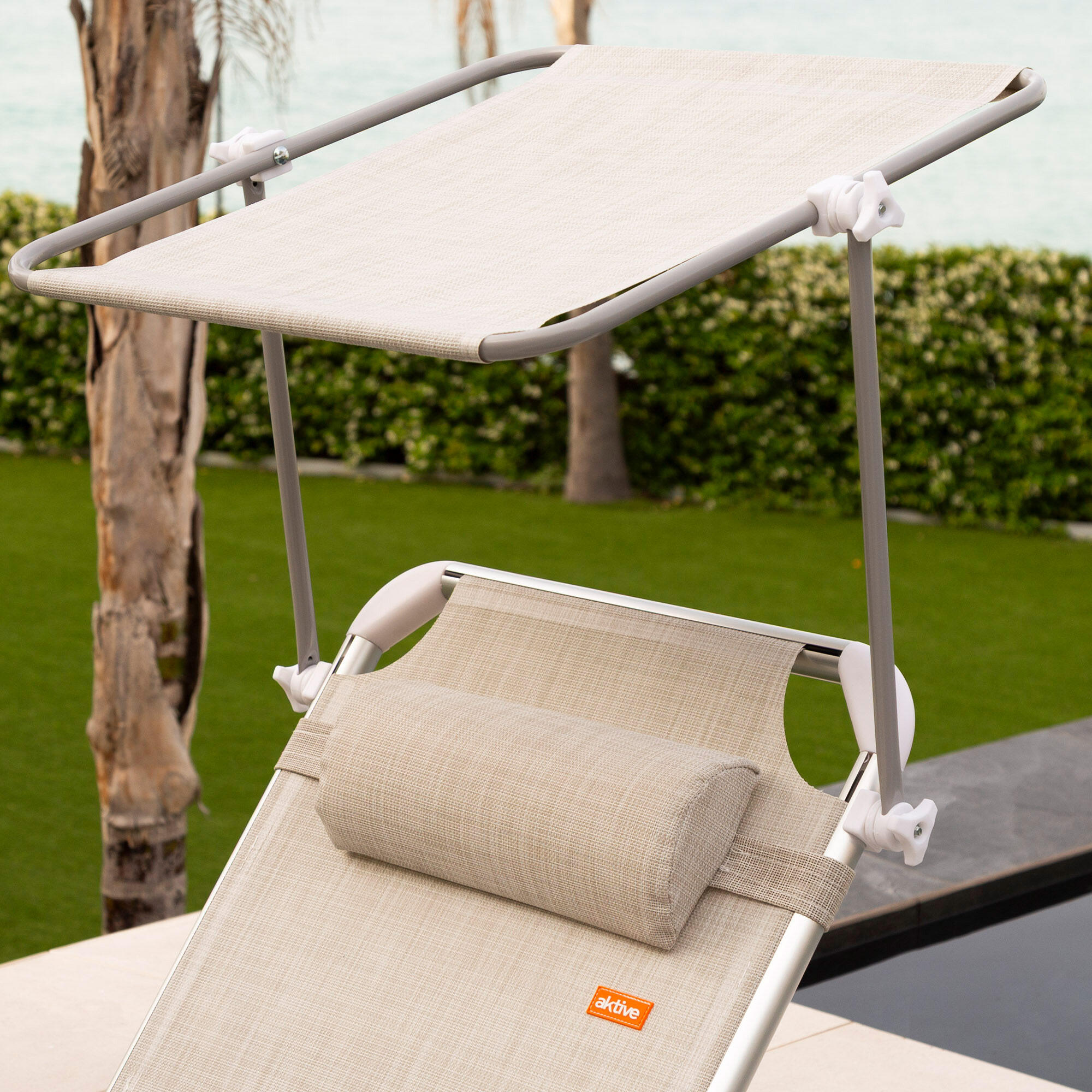 Lot de 2 chaises longues de plage multipositions 186x49x30 cm beige 5/7