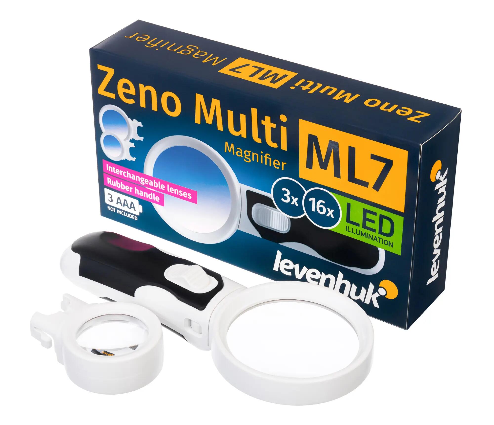 Lente d'ingrandimento - 2 lenti interc., LED - ML7 - Nero 2/10