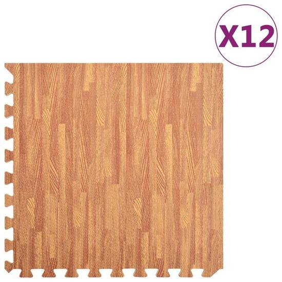 VidaXL 12 maty puzzle EVA 60x60x1 cm wzór drewna 4,32 m²