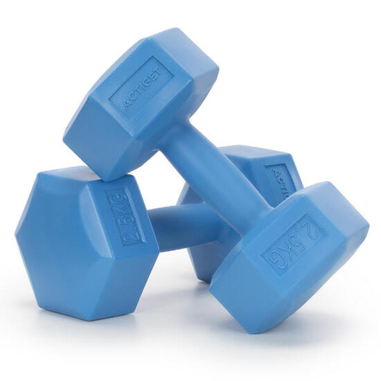 Hantle 2x2,5kg hexagonalne do ćwiczeń fitness ciężarki zestaw 2 szt. niebieskie