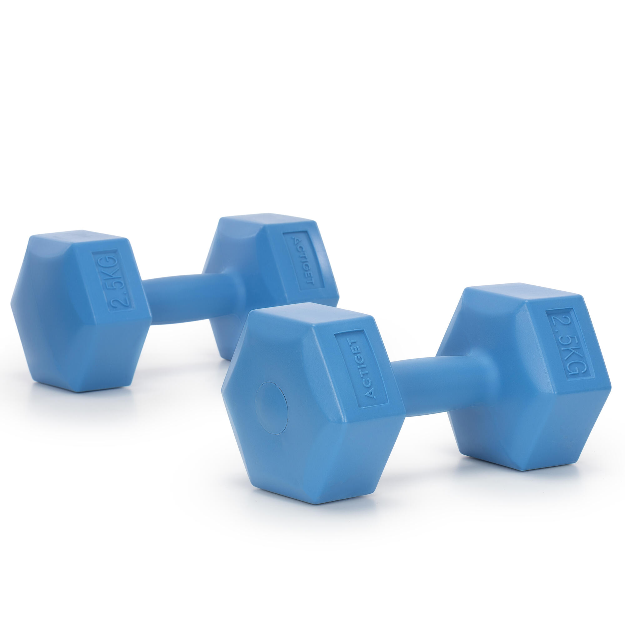 Hantle 2x2,5kg hexagonalne do ćwiczeń fitness ciężarki zestaw 2 szt. niebieskie 2/7