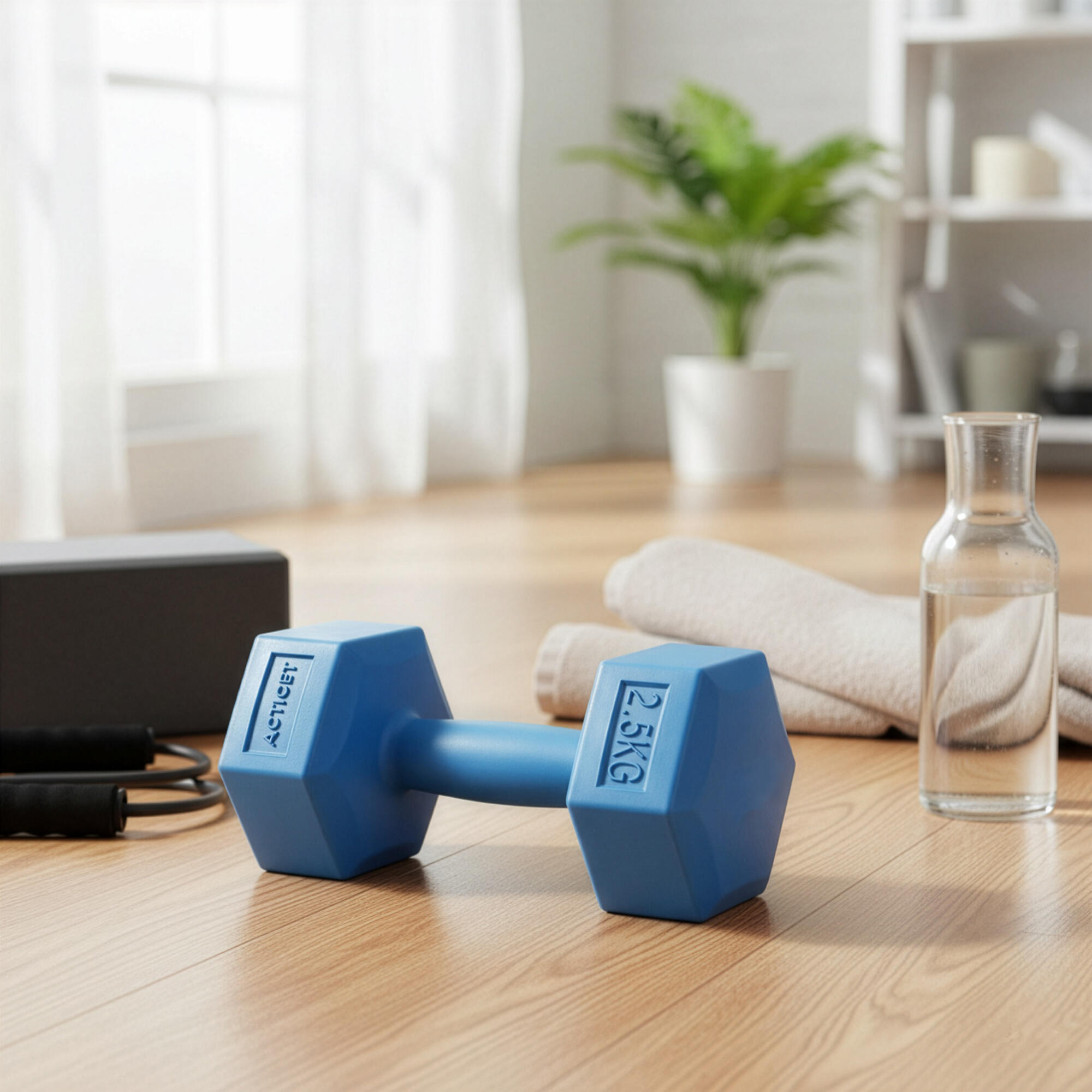 Hantle 2x2,5kg hexagonalne do ćwiczeń fitness ciężarki zestaw 2 szt. niebieskie 7/7