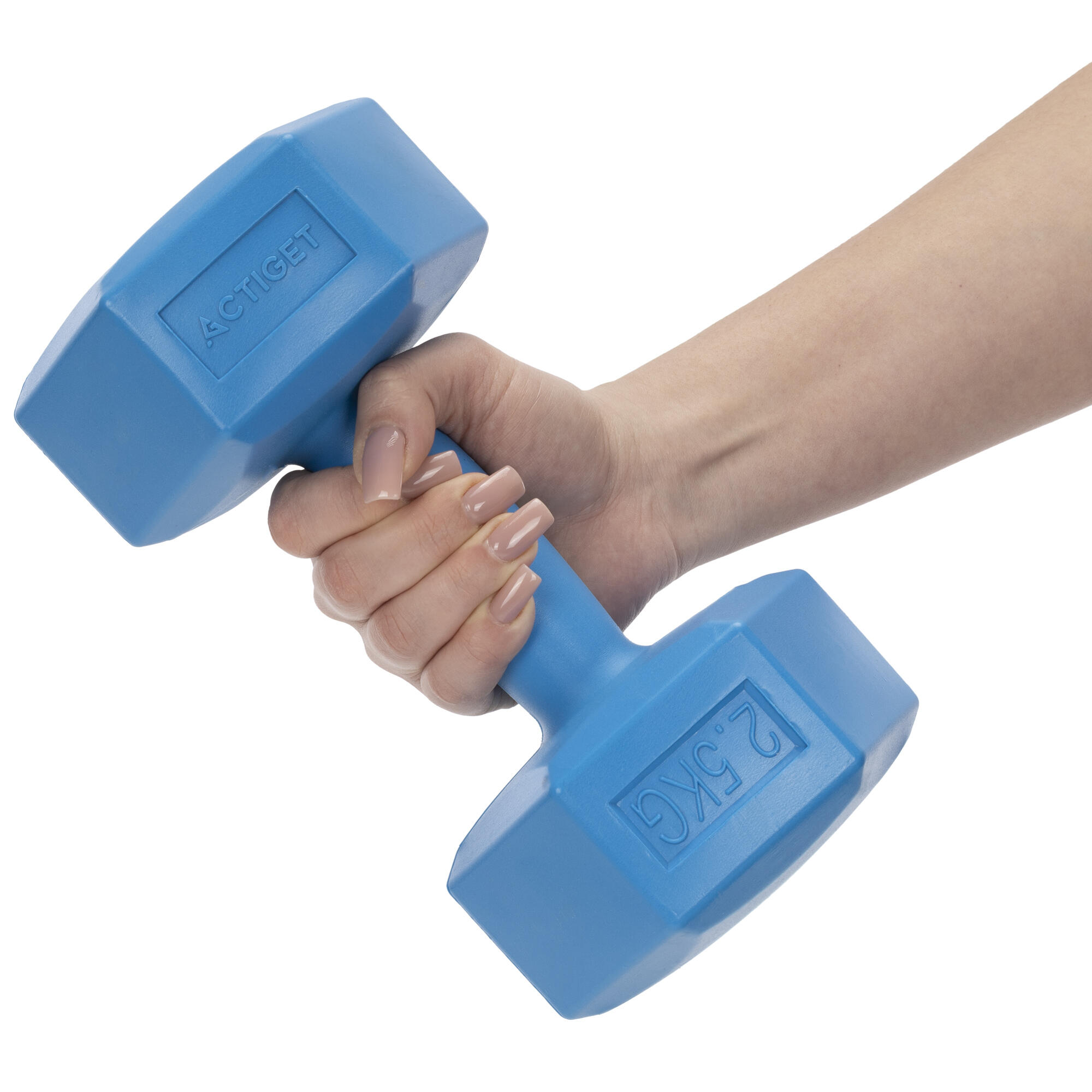 Hantle 2x2,5kg hexagonalne do ćwiczeń fitness ciężarki zestaw 2 szt. niebieskie 4/7