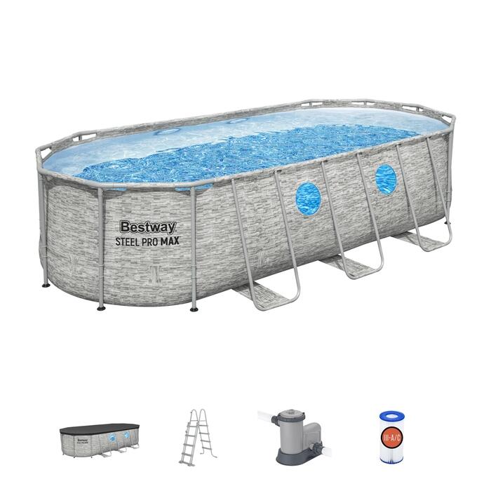 549 x 274 x 122 cm Bestway Power Steel Swim Vista Zwembad Set 2/7
