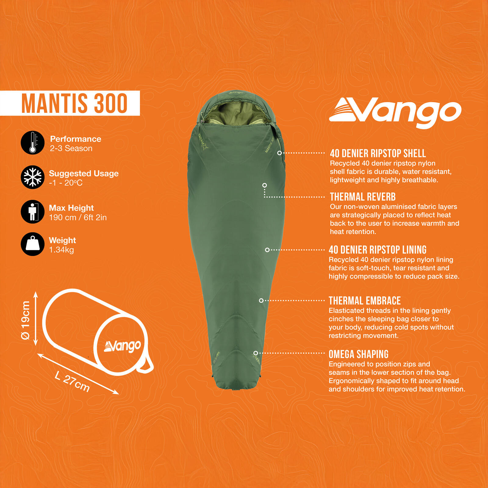 Sac de couchage momie Mantis 300 trekking été automne léger 1,3 kg 2/7