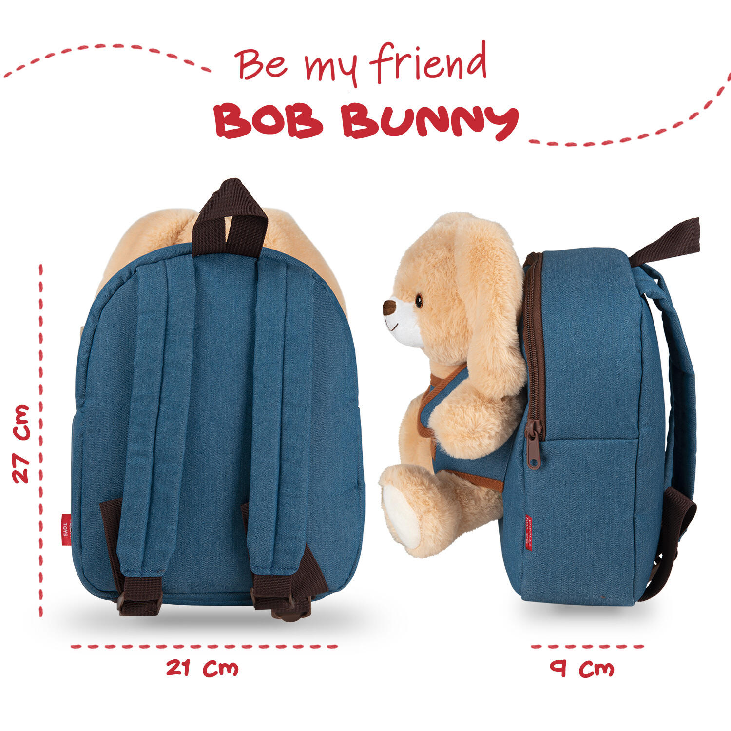 Zaino in Denim con Peluche Coniglietto 3/7