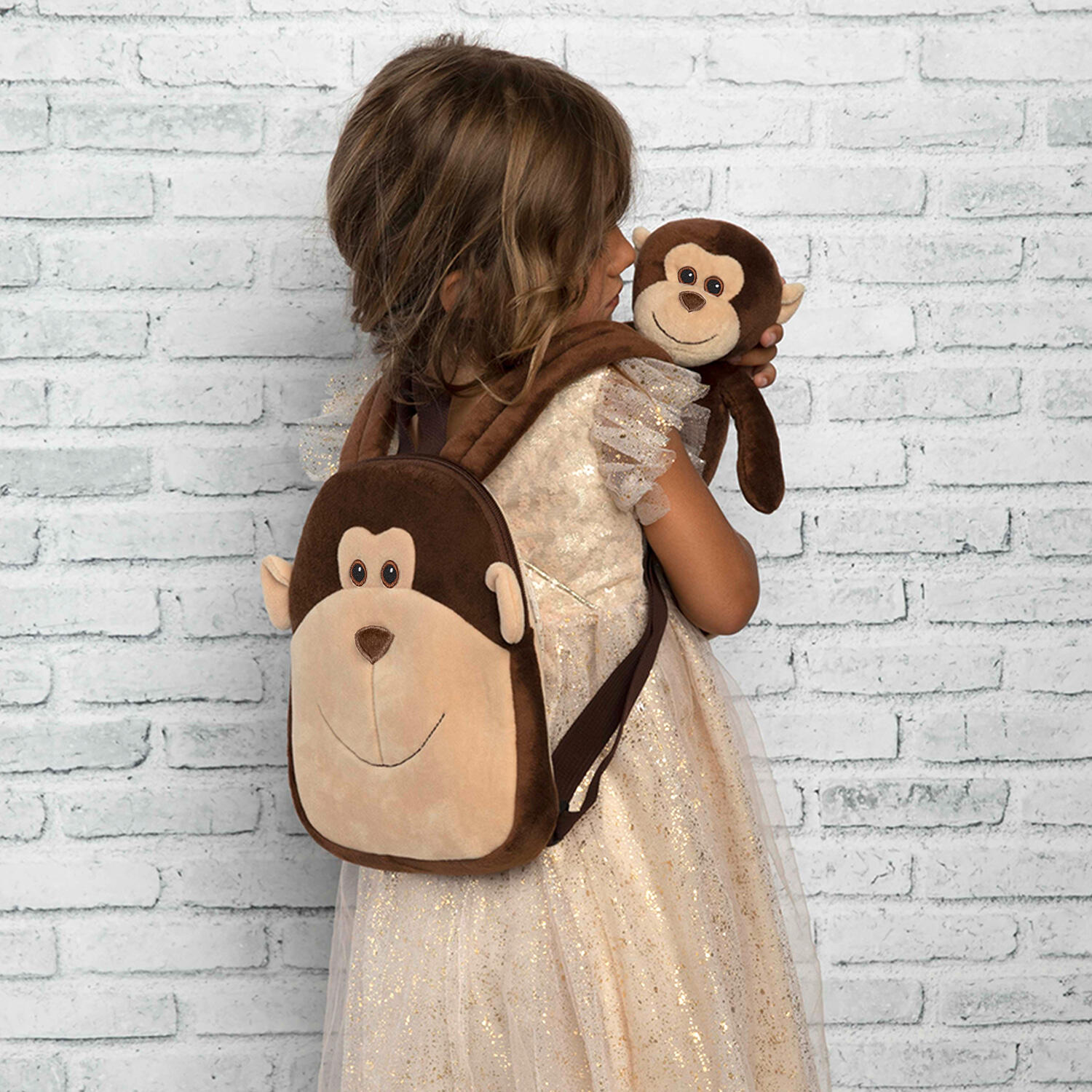 Wendbarer Rucksack mit Plüsch für Mädchen Perletti Max Monkey 5/6