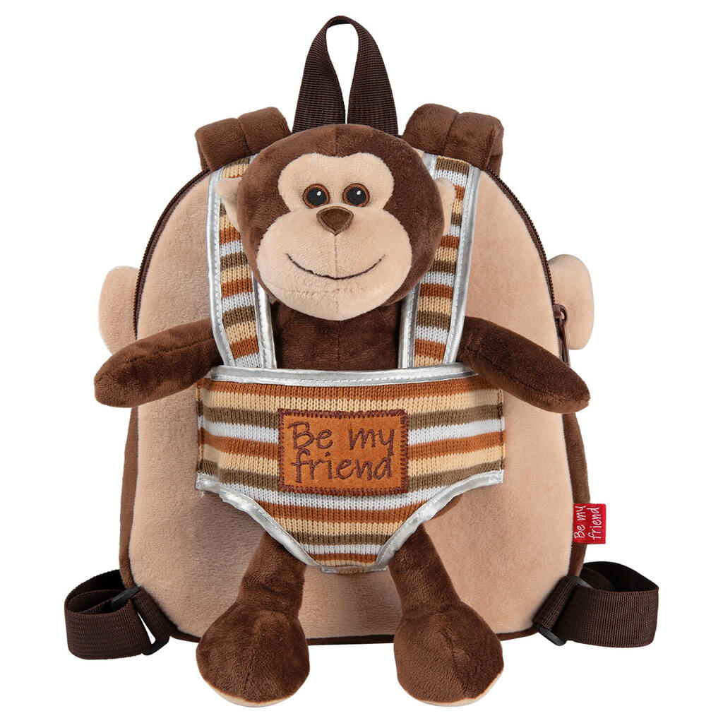 Reversible backpack with plush girl Perletti Max Monkey