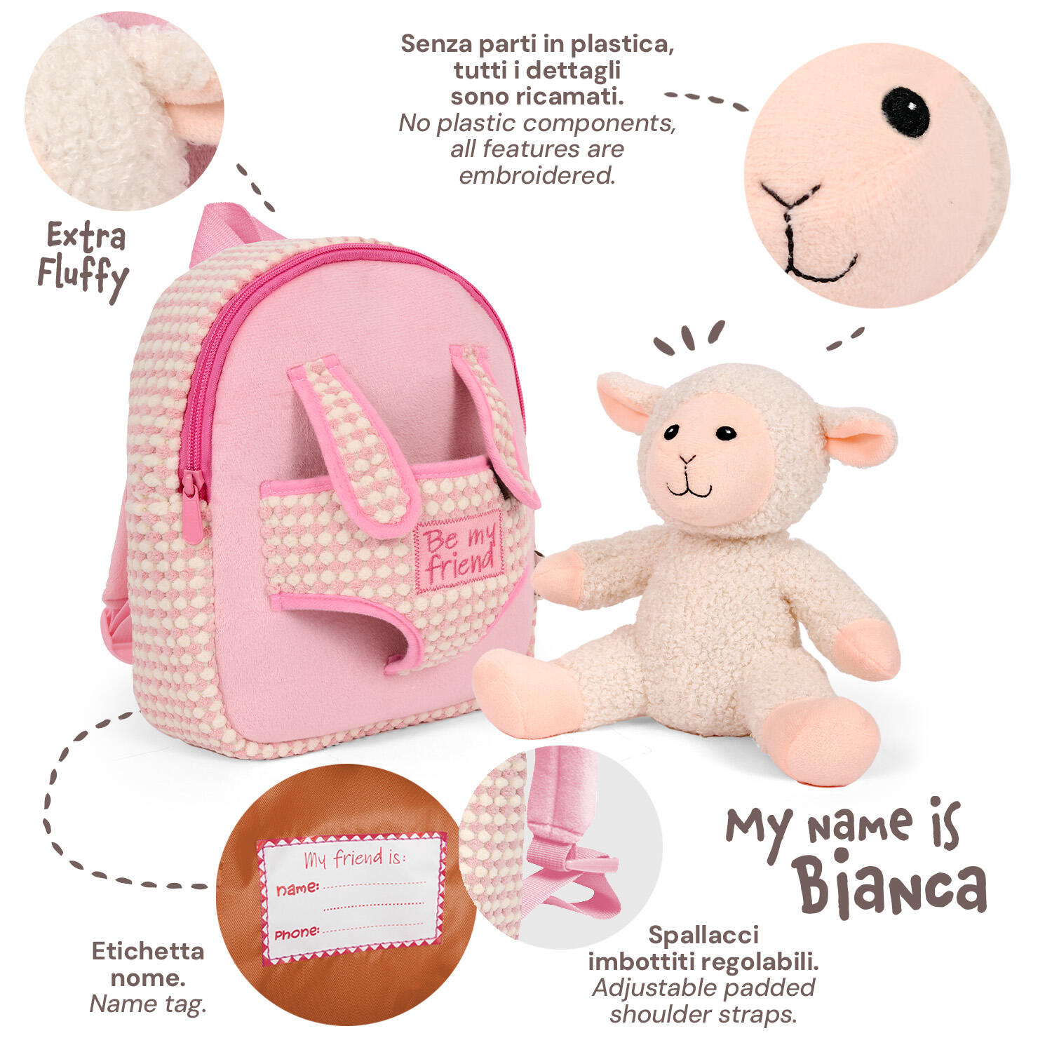 Zainetto con Peluche Pecora 5/7