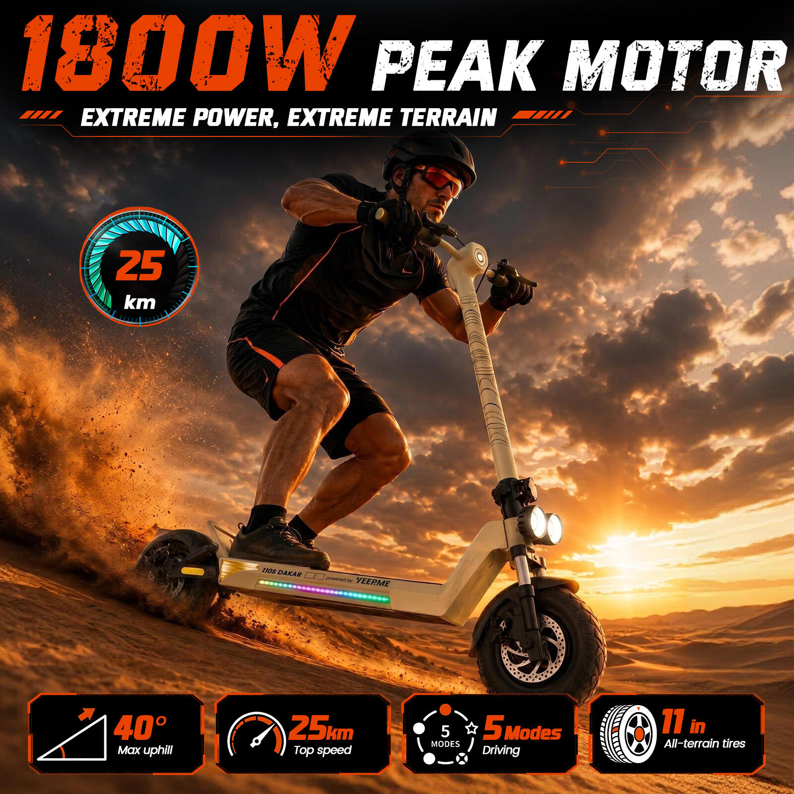 DAKAR 110 PRO Trottinette Électrique Pliable 1800W 11" 864Wh 70km Gar 5 ans 2/7