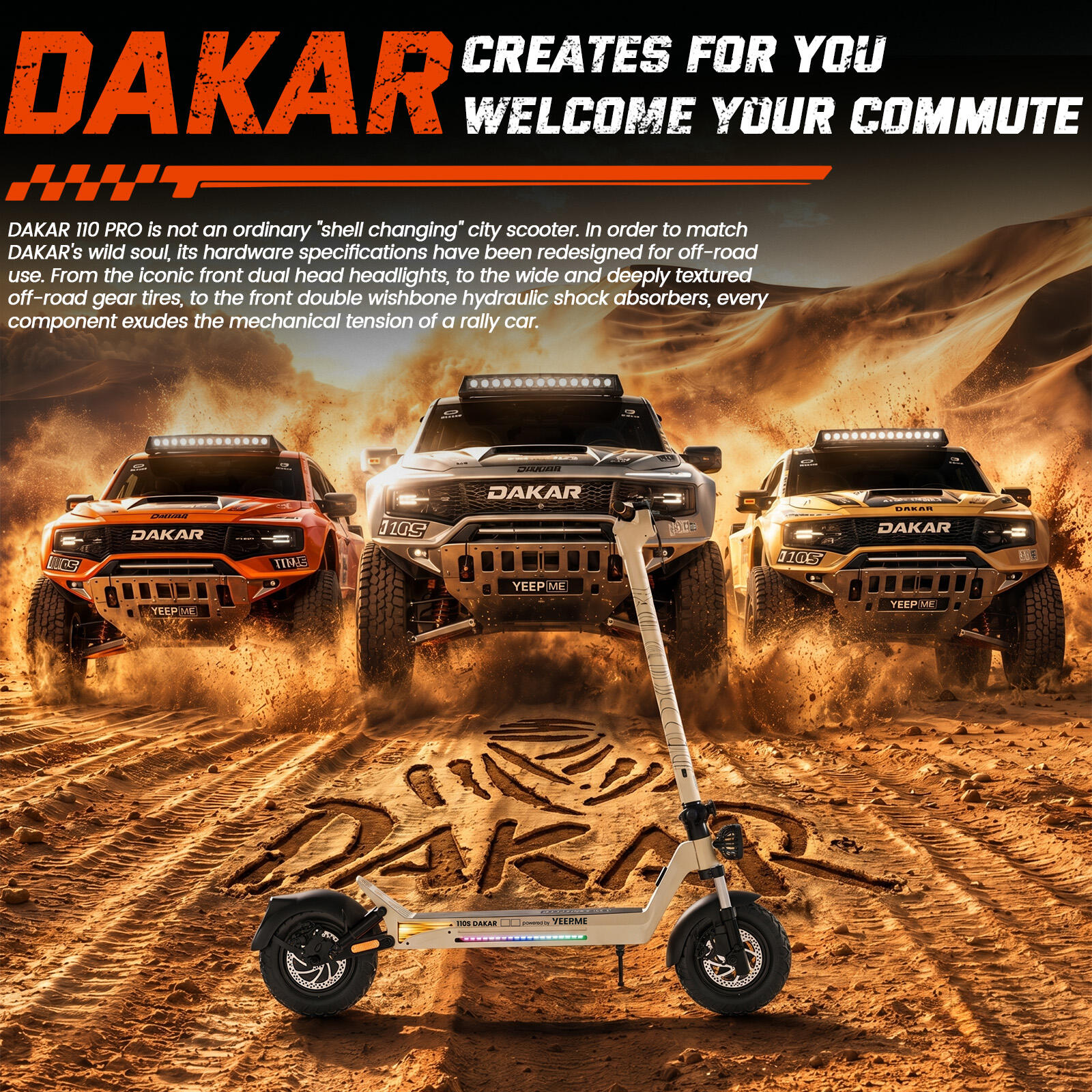 DAKAR 110 PRO Trottinette Électrique Pliable 1800W 11" 864Wh 70km Gar 5 ans 5/7