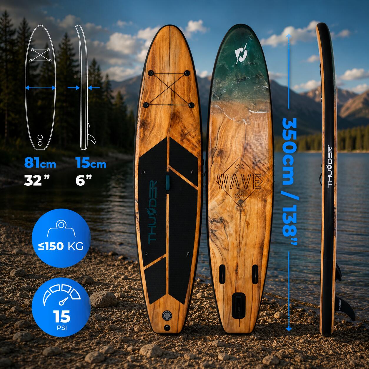 Paddleboard Design Holz 320cm 2/5