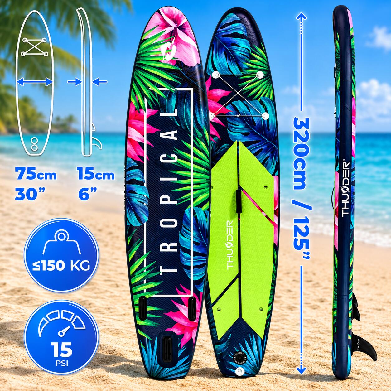 Opblaasbaar SUP-board met accessoires THUNDER TROPI 320cm 2/8