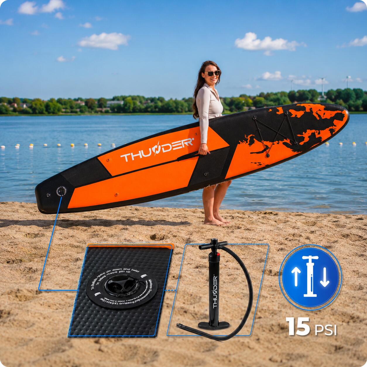 Prancha de SUP insuflável com acessórios THUNDER EARTH 365cm 7/8