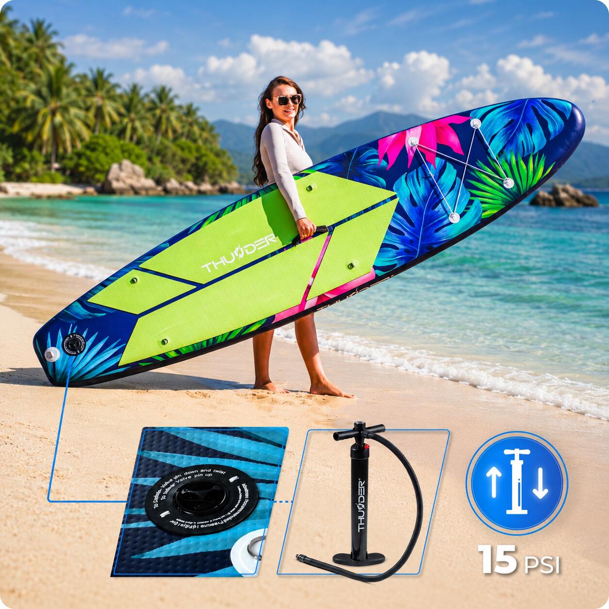 Opblaasbaar SUP-board met accessoires THUNDER TROPI 320cm 4/8