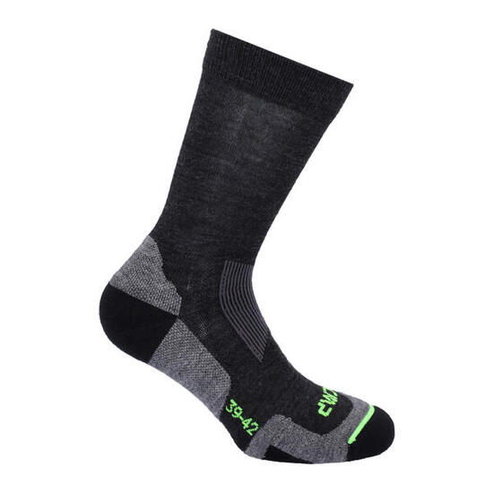 CMP Wool Sock Herren Trekkingsocken aus Wolle 43/45 NERO MEL.