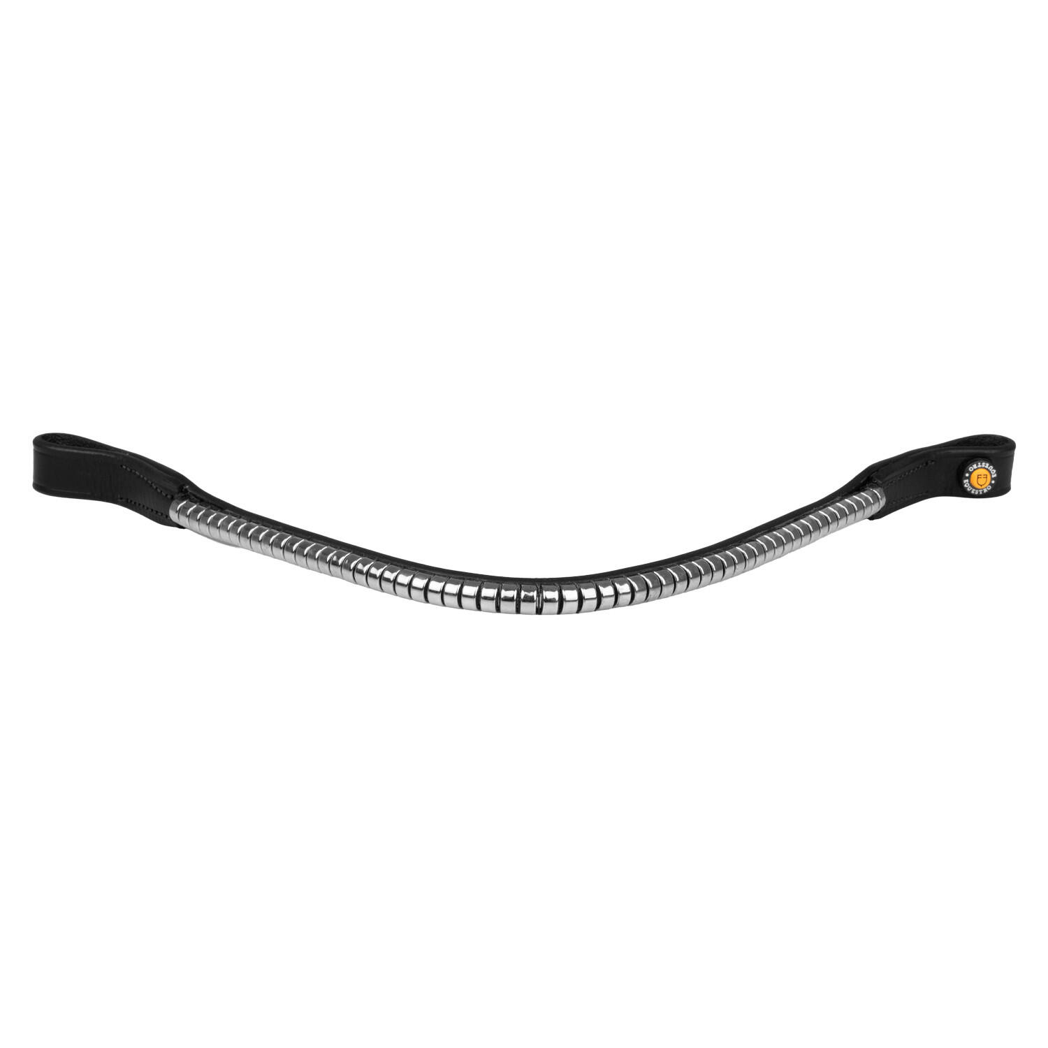 Frontal em couro com detalhes em clincher prata 3/4