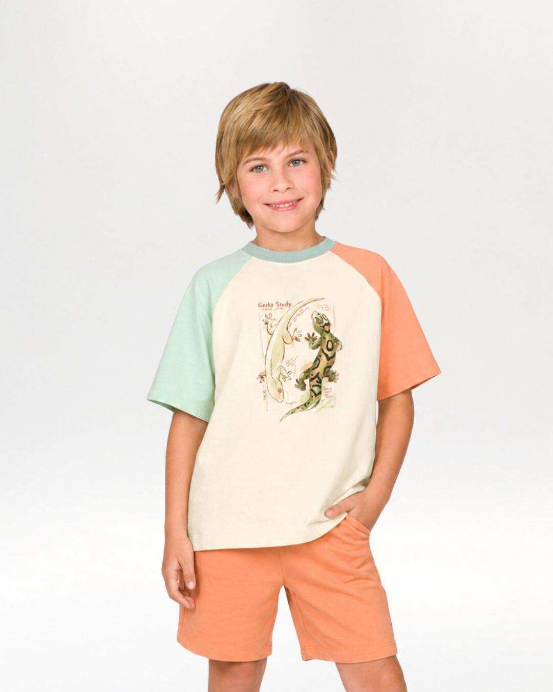 Camiseta infantil de manga curta com estampa de 1/5