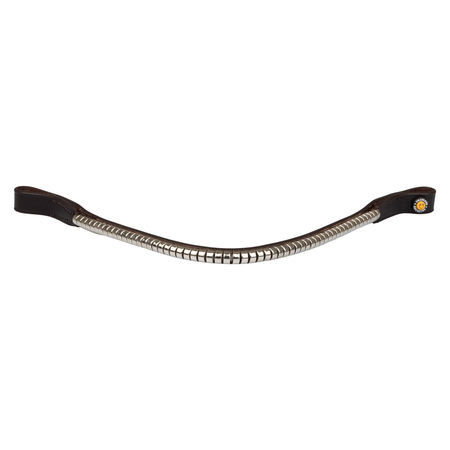 Frontal em couro com detalhes em clincher prata 3/4