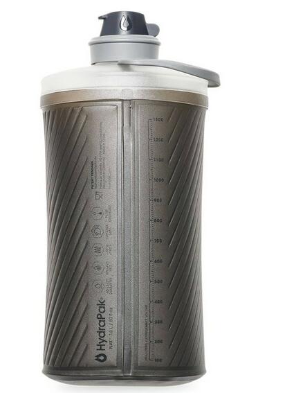 Botella Hydrapak Flux 1L gris, ultraligera y compresible, tapa de 42 mm 2/3