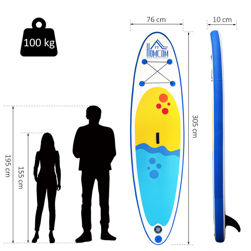 Placa Gonflabila SUP Stand Up Paddle 305L x 76P x 10A cm Albastra