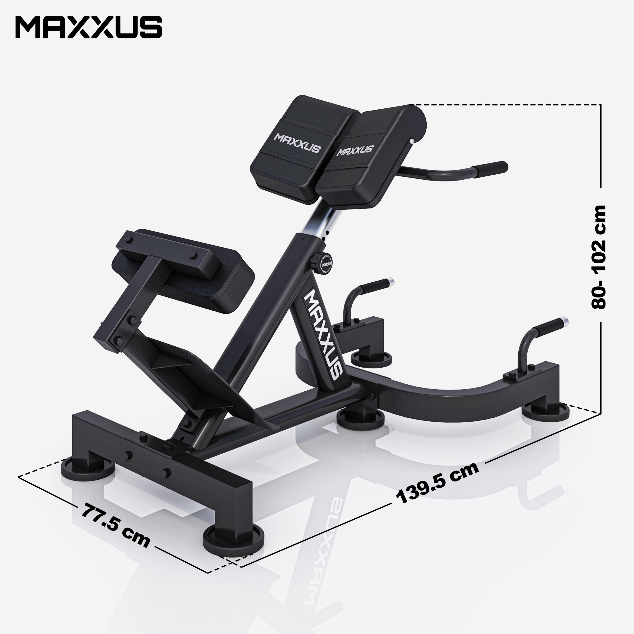 MAXXUS Hyperextensie bank PRO - Rugtrainer - Belastbaar tot 180 kg 2/7
