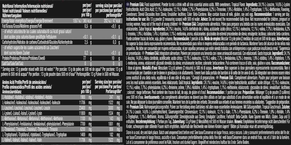 Weider Premium EAA Zero (325g) Tropical - Aminozuren - EAA 3/7
