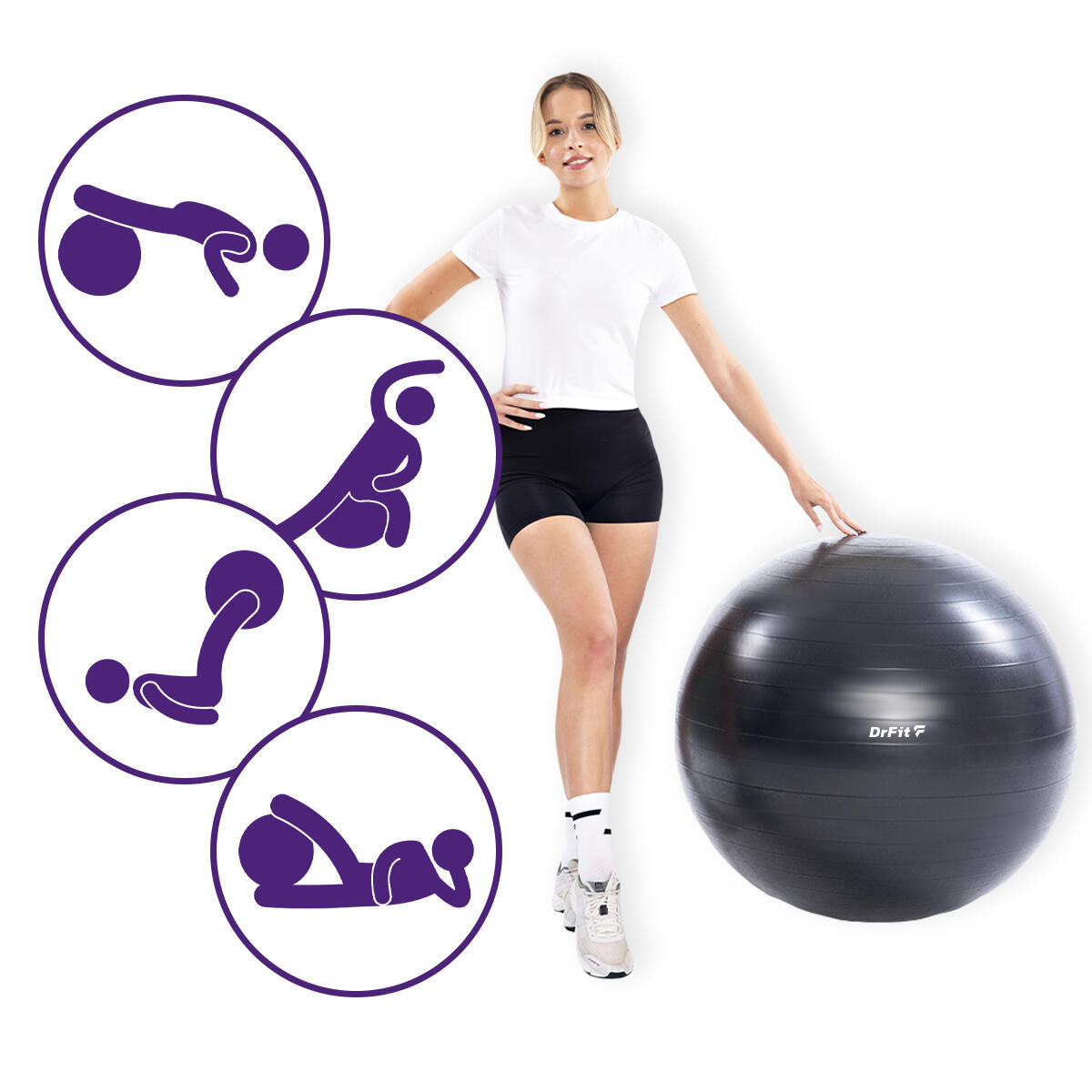 Piłka gimnastyczna gym ball do ćwiczeń gimnastycznych i fitness z pompką DrFit 5/7