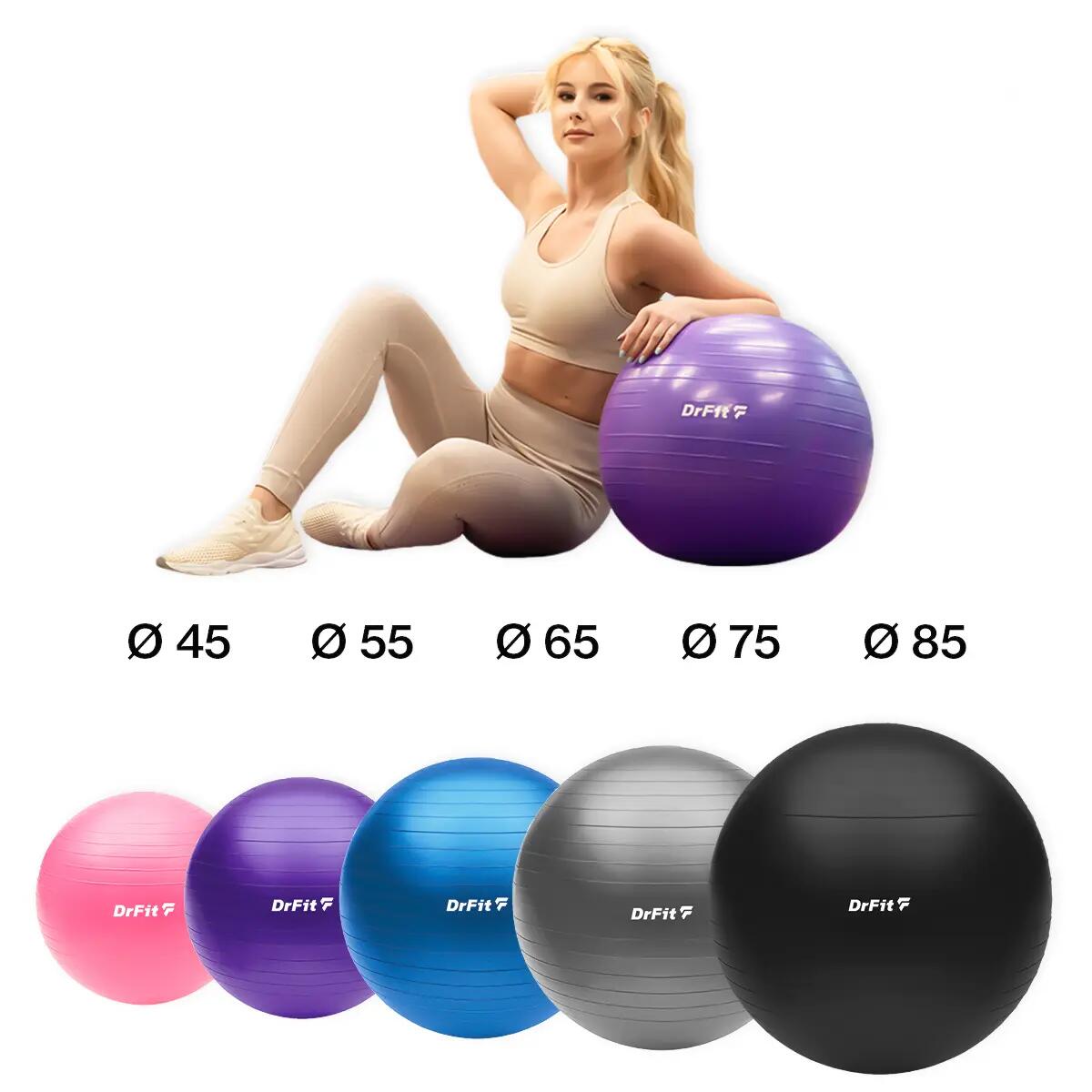 Piłka gimnastyczna gym ball do ćwiczeń gimnastycznych i fitness z pompką DrFit 7/7