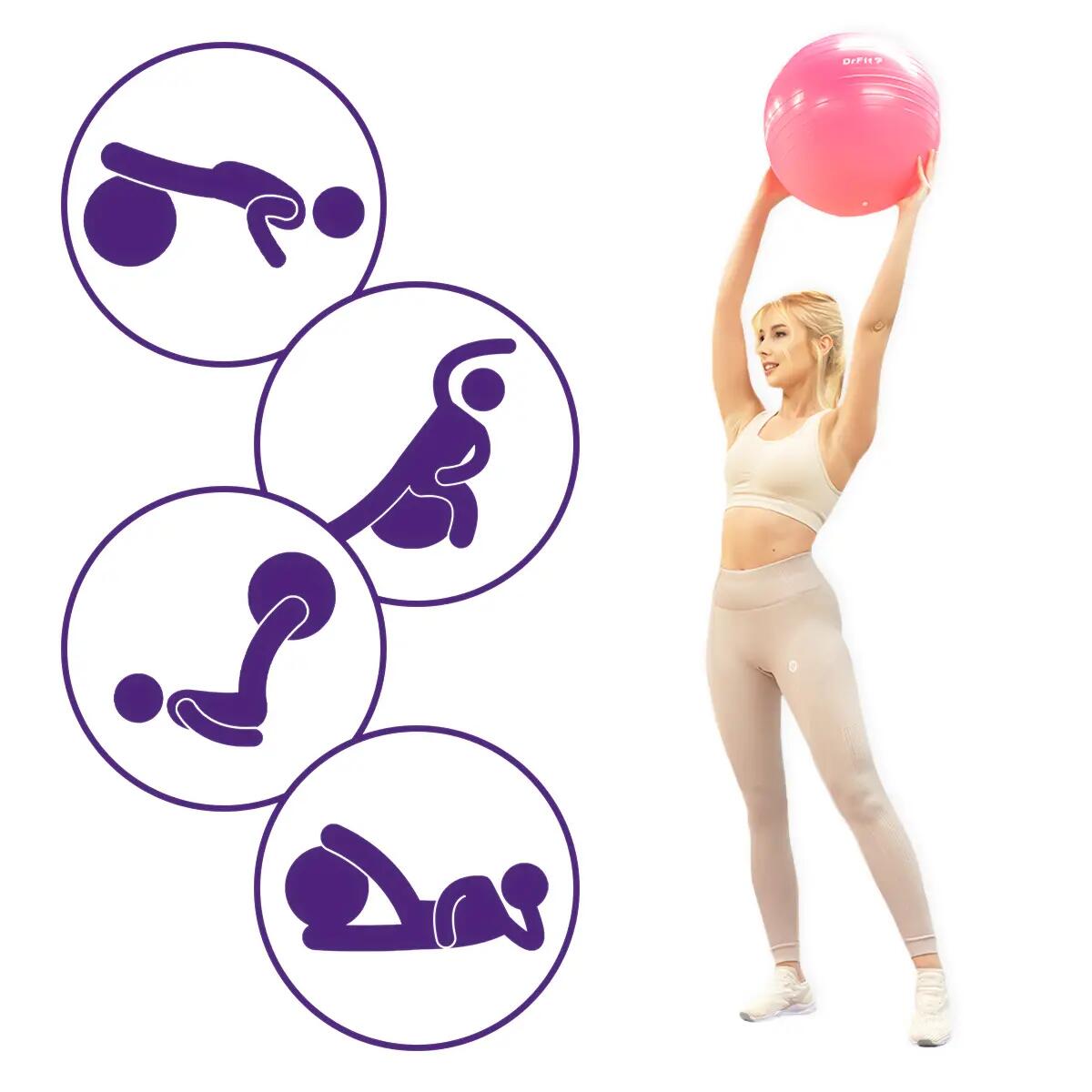 Piłka gimnastyczna gym ball do ćwiczeń gimnastycznych i fitness z pompką DrFit 5/7