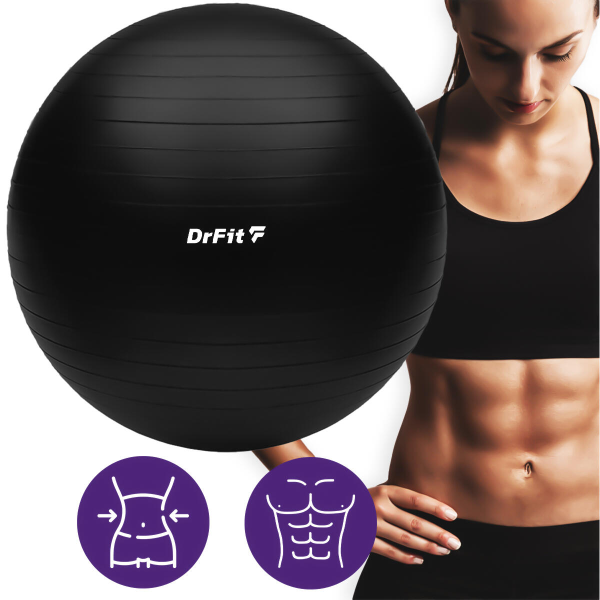 Piłka gimnastyczna gym ball do ćwiczeń gimnastycznych i fitness z pompką DrFit 6/7