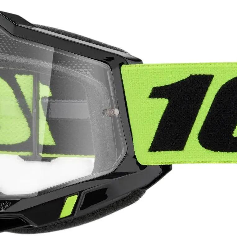 100% Accuri 2 Mask in Neon Yellow with Clear Lenses