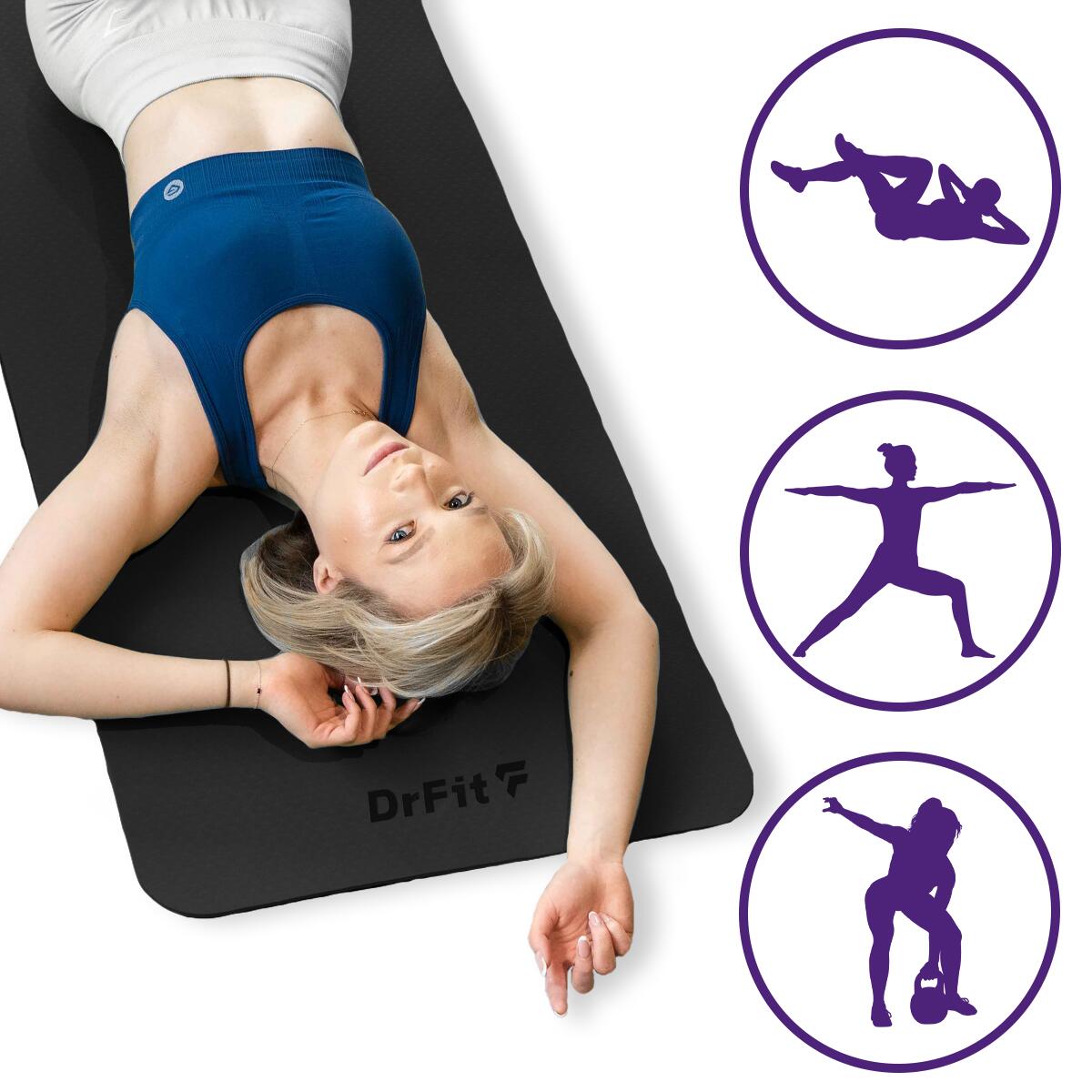 Unisex Joga Pilates Fitness Mata do Ćwiczeń Wygodna DrFit 2/5