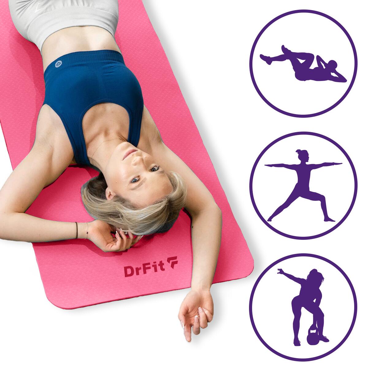 Коврик для йоги, пилатеса и фитнеса DrFit, унисекс — фото 2