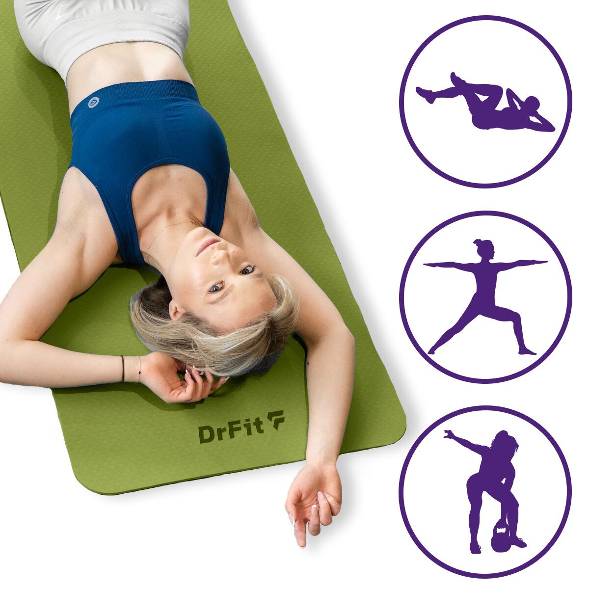 Unisex Joga Pilates Fitness Mata do Ćwiczeń Wygodna DrFit 2/7