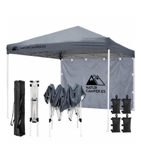 Gazebo Pieghevole 3x3m Pop-up Impermeabile Anti-UV Spiaggia Campeggio Blu