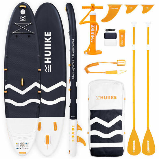 Paddle Gonflable Adulte 2 Personnes 12’ avec Accessoires, Jusqu’à 170 kg, Noir