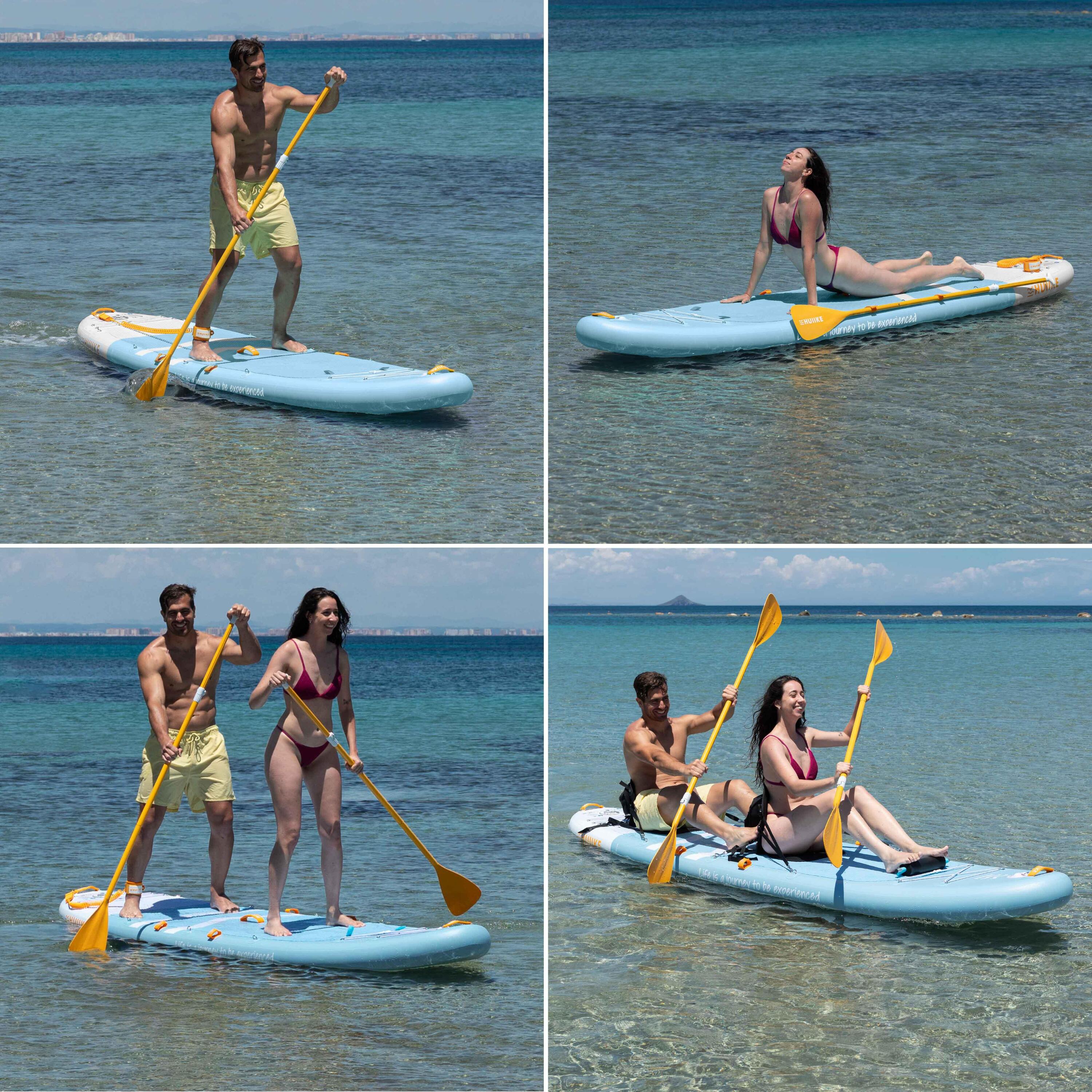Stand Up Paddling Board Aufblasbar 2 Personen 12’ mit Zubehör, bis 170 kg, Blau 5/7