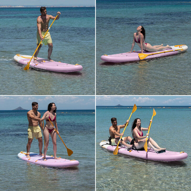 Stand Up Paddling Board Aufblasbar 2 Personen 12’ mit Zubehör, bis 170 kg, Rosa 5/7