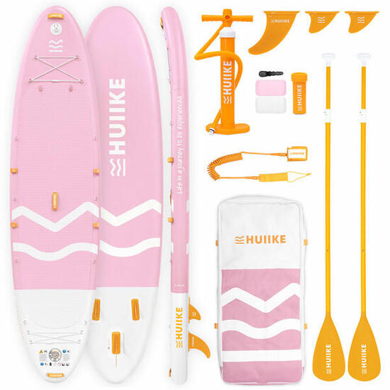 Paddle Gonflable Adulte 2 Personnes 12’ avec Accessoires, Jusqu’à 170 kg, Rose
