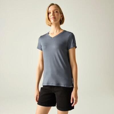Dames elkie t-shirt met v-hals en korte mouwen