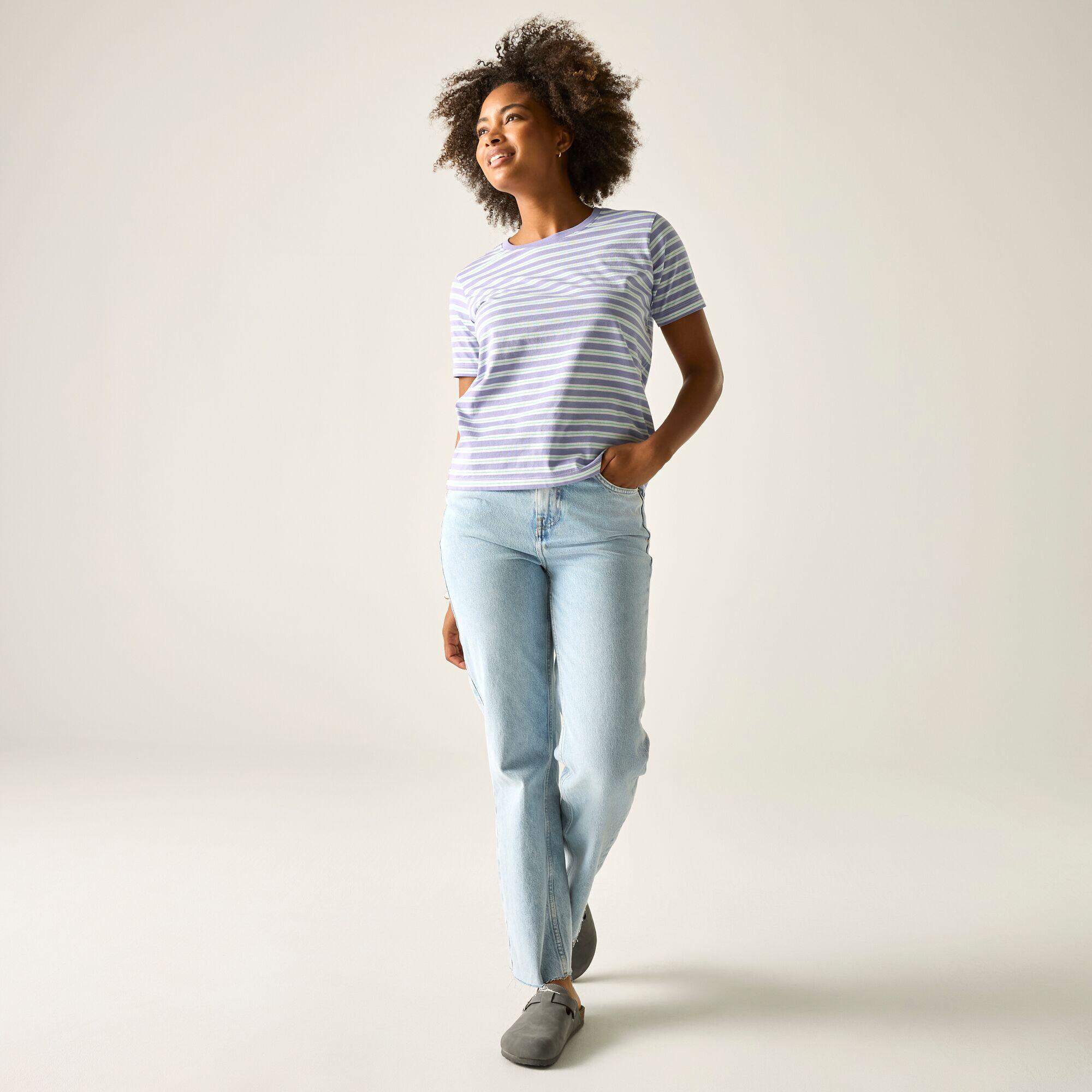 Dames Bayletta T-shirt met korte mouwen en strepen 3/7