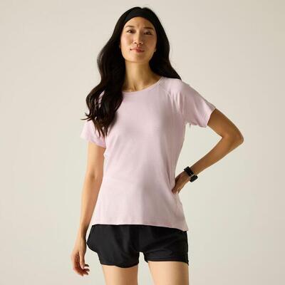 Dames limonite t-shirt met korte mouwen en gemêleerde print