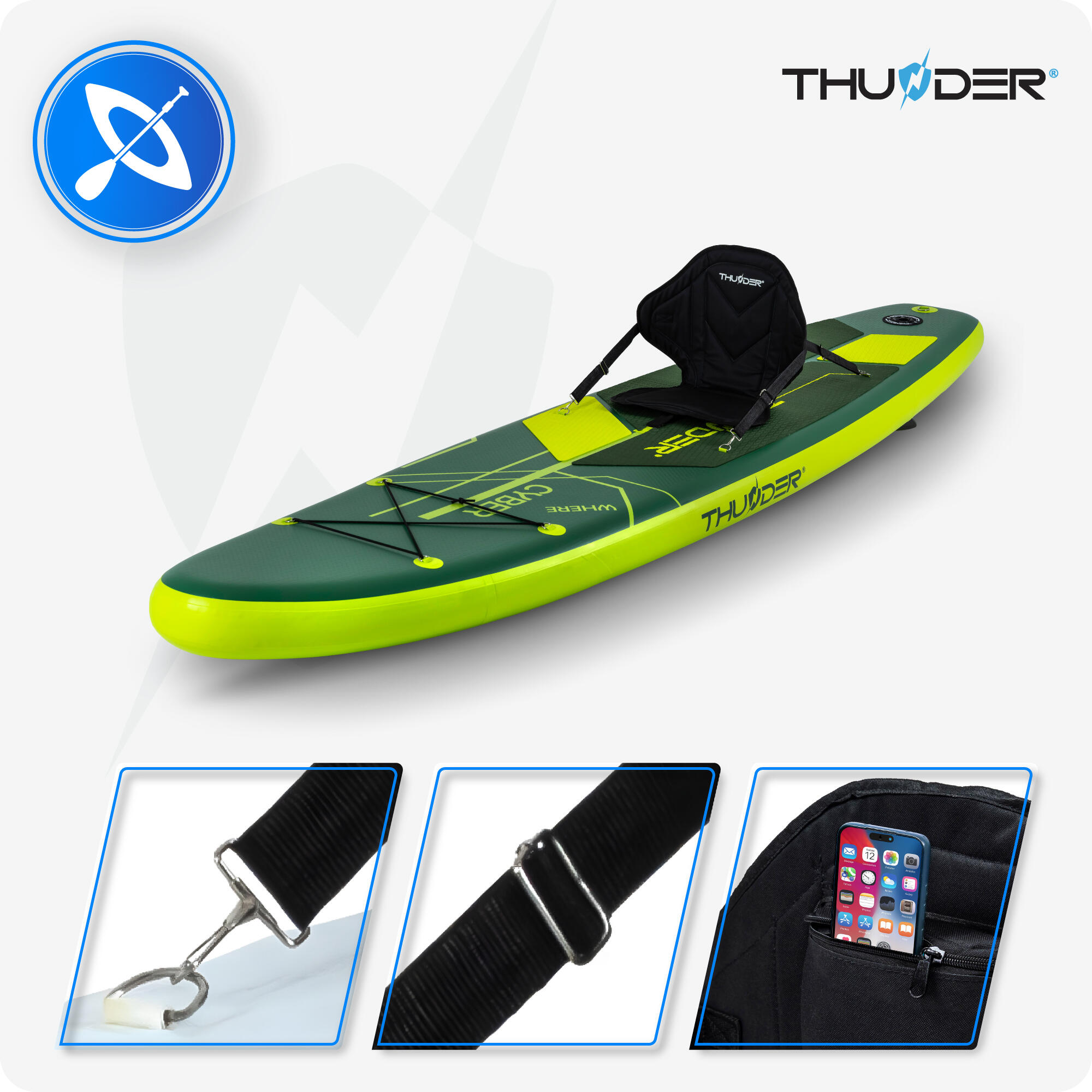 Deska SUP do pływania dmuchana 320 cm THUNDER pompowana pełny zestaw 4/8